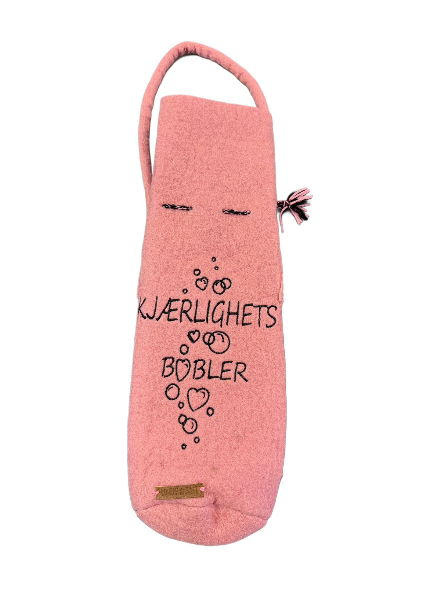 Vinveske tovet "Kjærlighets Bobler" Rosa