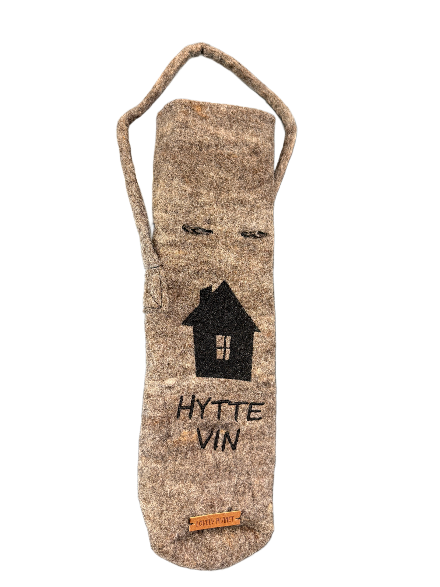 Vinveske tovet "Hytte Vin" Brun/Grå