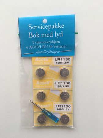 Bok med lyd. Servicepakke. 6 Batterier. 1stjerneskrujern