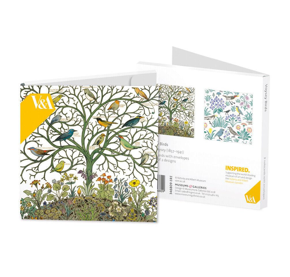 8 notatkort med konvolutter "Voysey Birds"
