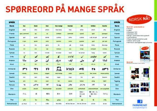 Plakat (Norsk nå! & Godt Sagt Alfa). Alfabetet og spørreord