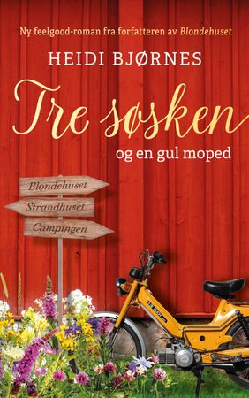 Tre søsken og en gul moped